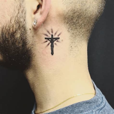 cross on the neck tattoo|christian cross tattoos for men.